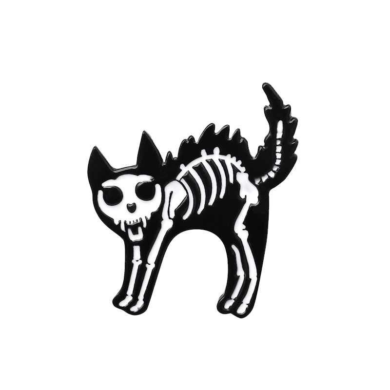Broches en métal unisexes en forme d'animaux de dessin animé pour Halloween