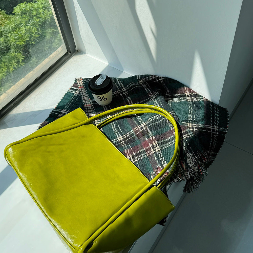 Sac fourre-tout décontracté simple de grande capacité pour femme, couleur unie