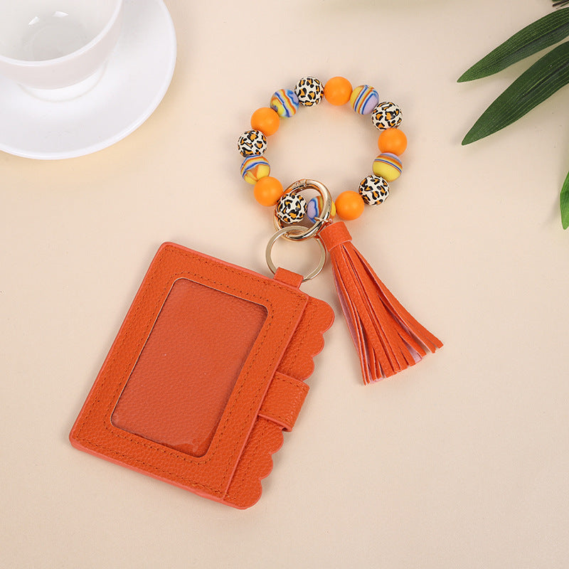 Fashion Printed Silicone Bead Tassels Bracelet Wallet