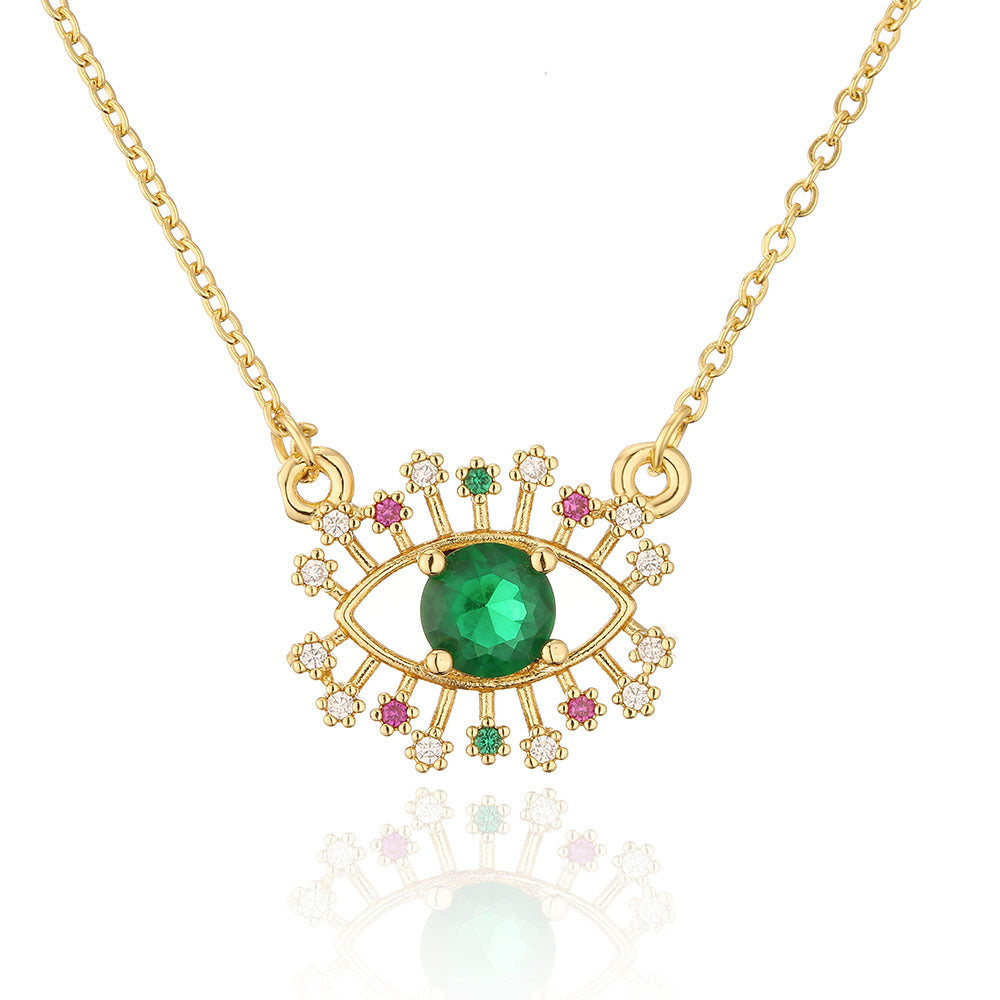 Collar con colgante de ojo malvado de circonita exquisita para mujer