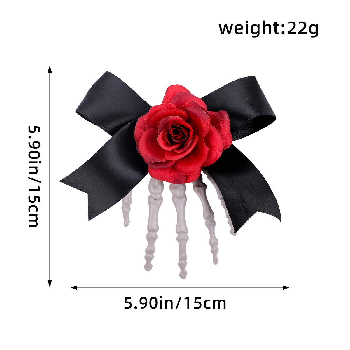 Halloween Skeleton Hand Hairpin with Roses