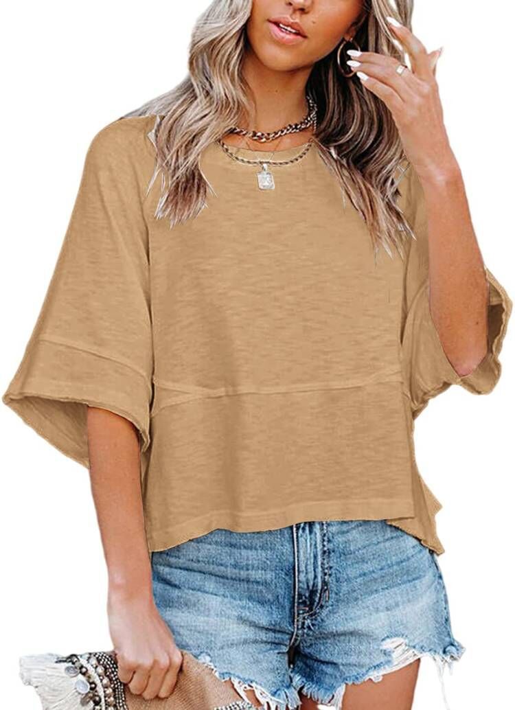 Casual Round Neck Blank T-Shirt for Women in Solid Colors