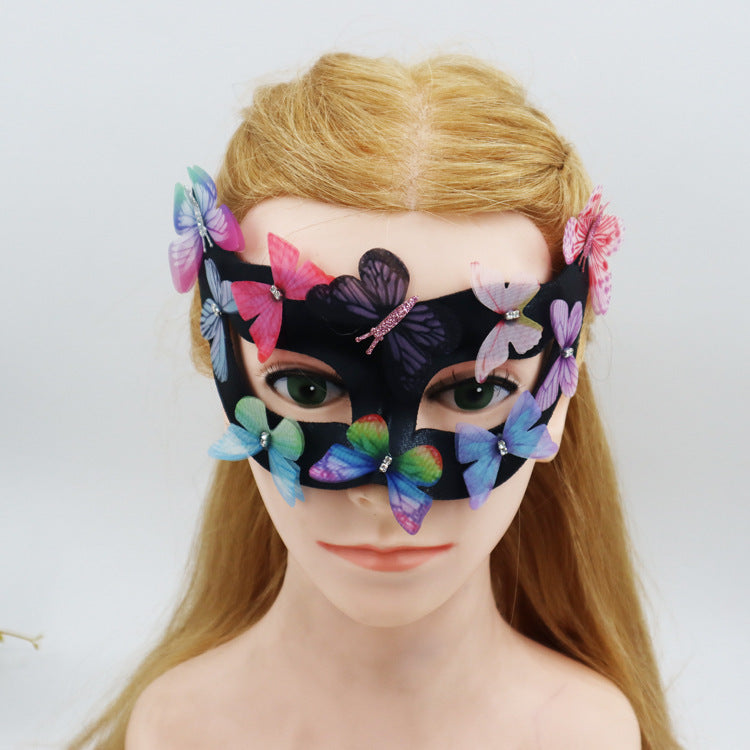 Máscara elegante de mariposa multicolor para fiesta de moda para mujer