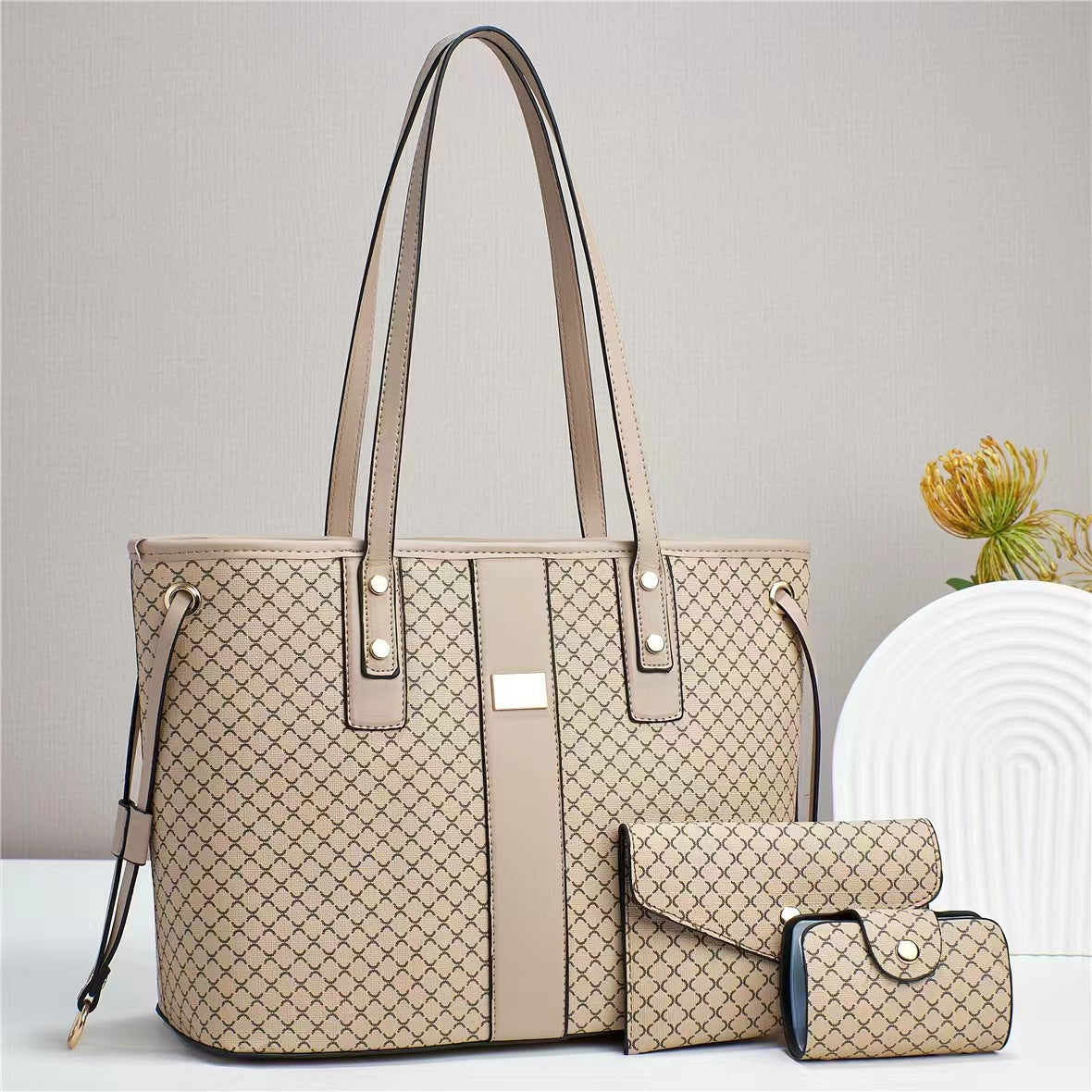Spring Large Capacity PU Tote Bag Set for Business