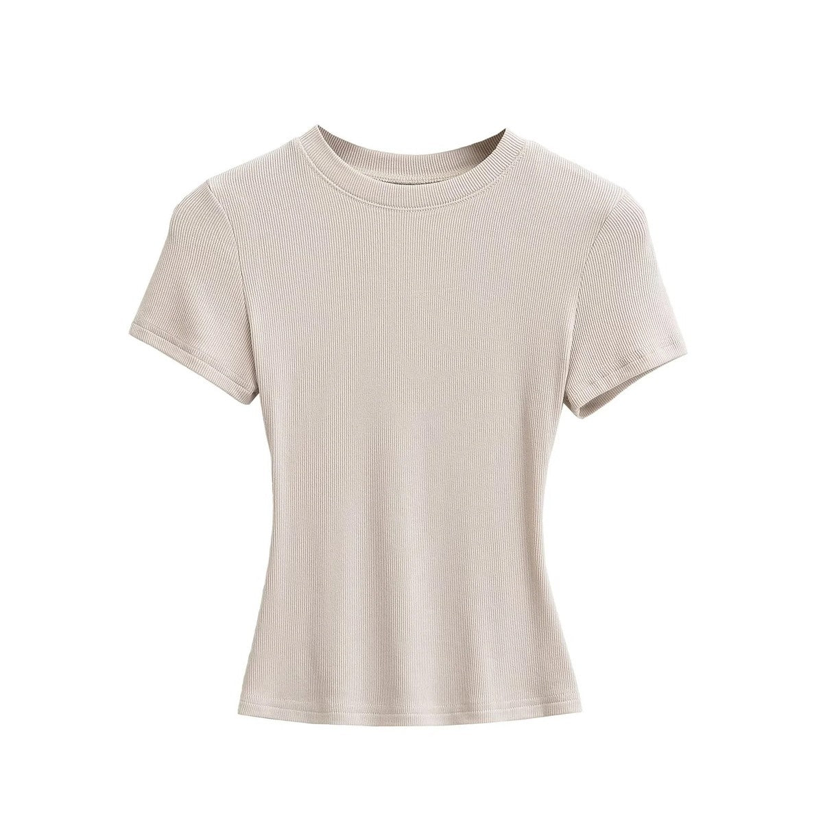 Women Solid Color Cotton Spandex Short Sleeve T-Shirt