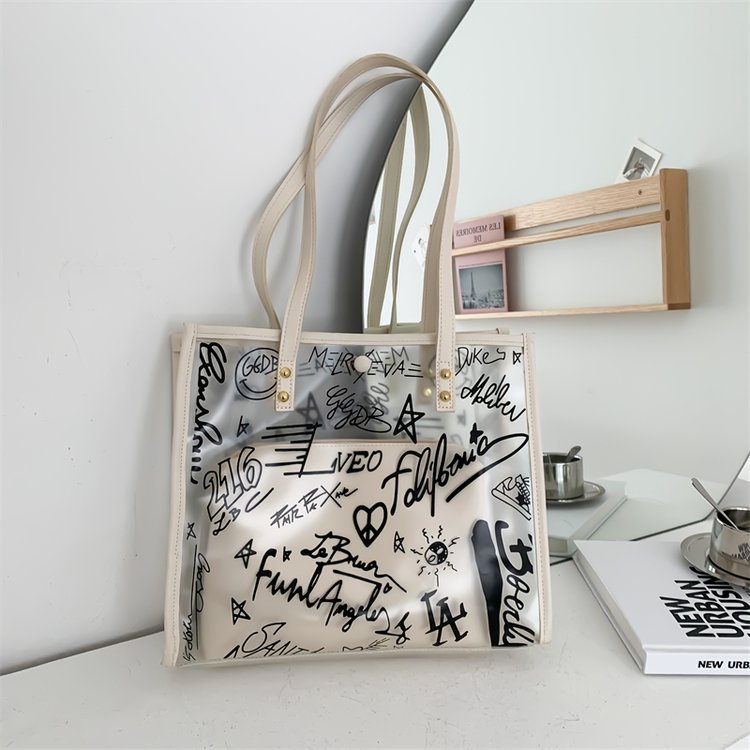 Transparent PVC Tote Bag for Office and Travel