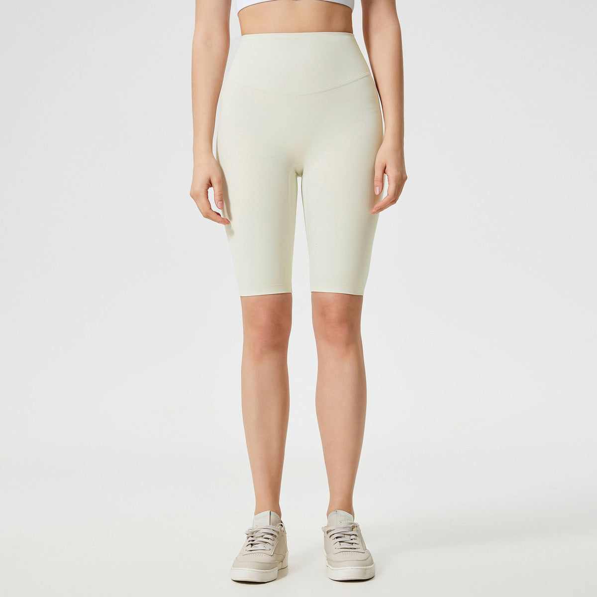 Pantalones cortos de yoga de cintura alta de color sólido casuales de moda para mujer