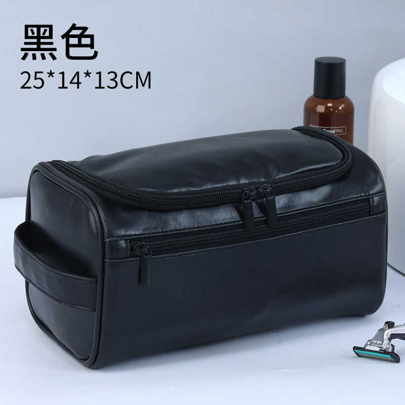 Bolsa de cosméticos de PU impermeable, portátil, de gran capacidad y de moda