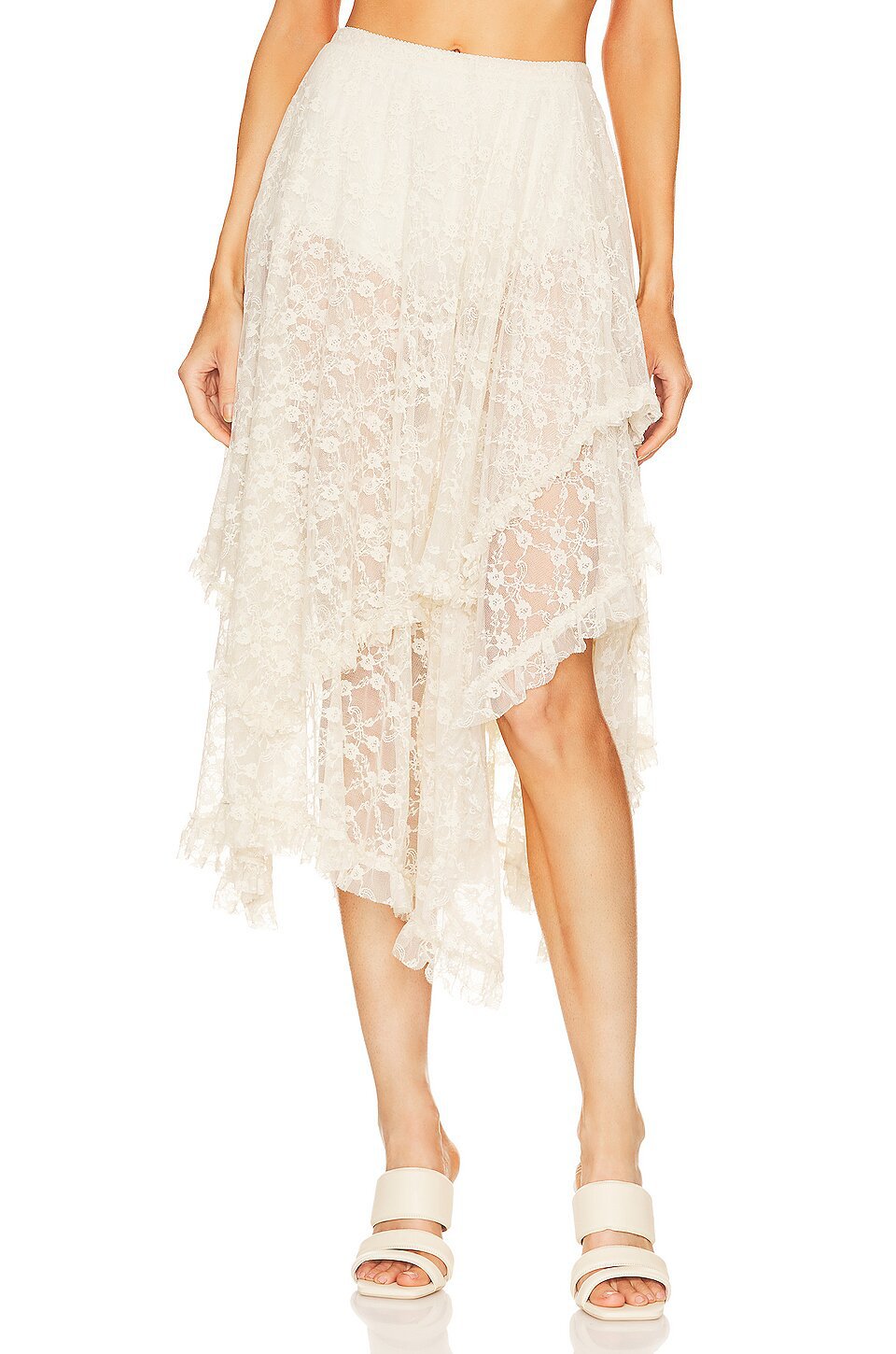 Women Fashion Irregular Lace High Waist Skirt