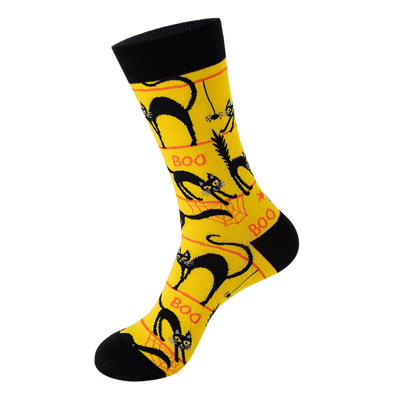 Women Fashion Cotton Halloween Skull Head Socks