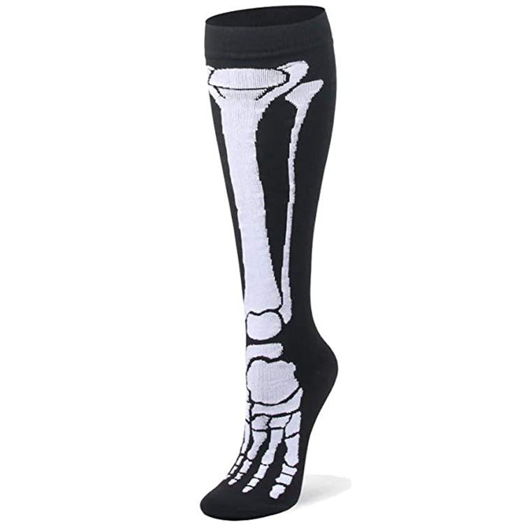 Chaussettes de sport de compression amusantes pour femmes avec motif tête de mort pour Halloween
