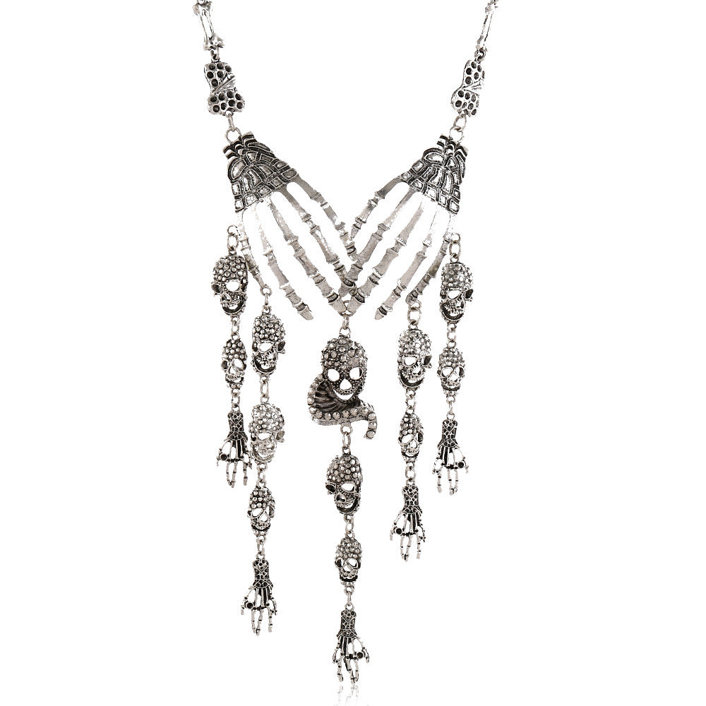 Collier fantôme d'Halloween exagéré punk rétro pour femme
