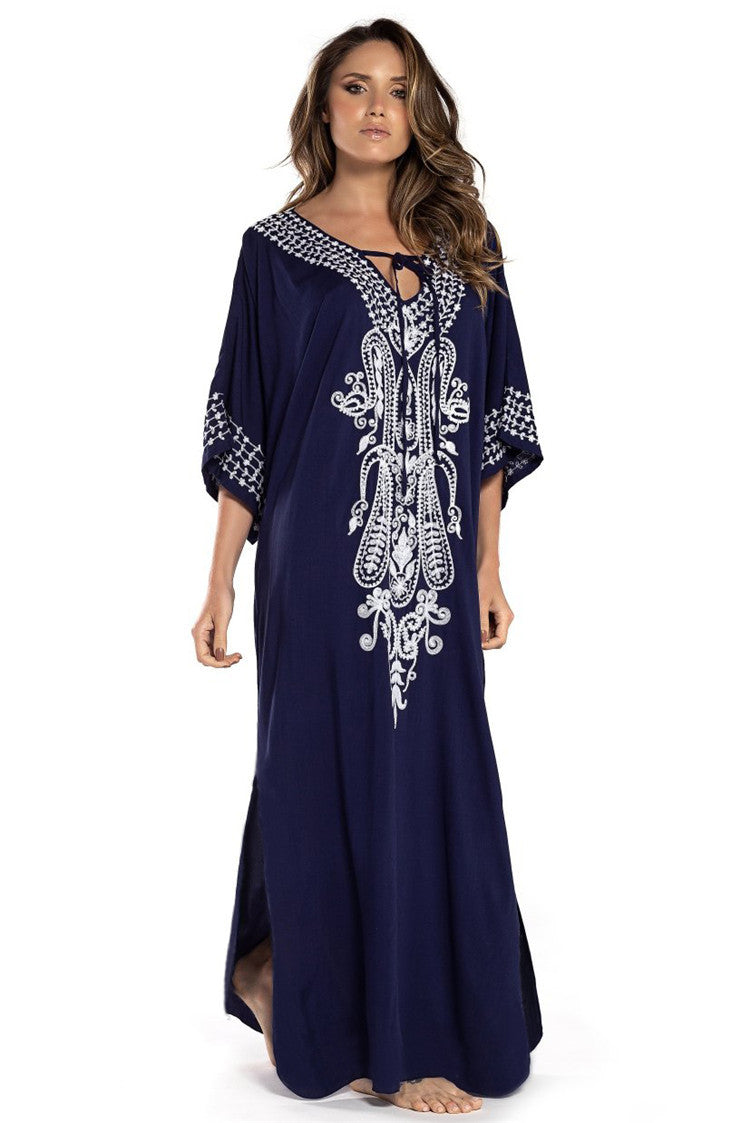 Women Fashion Vacation Boho Embroidered Cover-Up