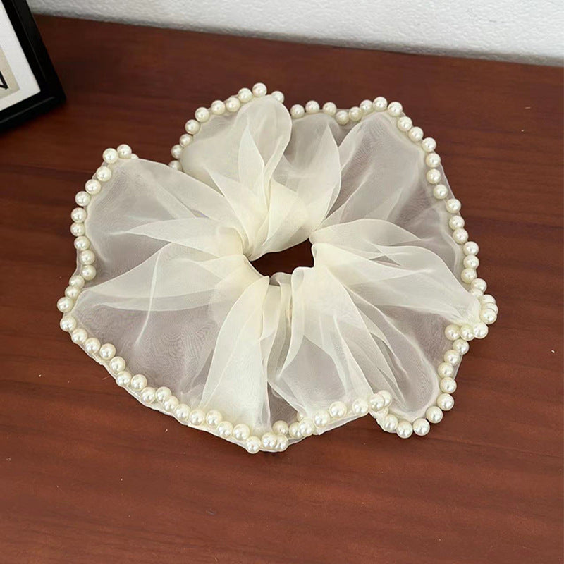Elegante coletero extragrande de encaje con perlas para mujer