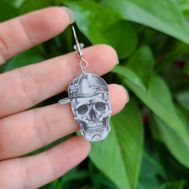 Women Halloween Scary Acrylic Flower Dangle Earrings
