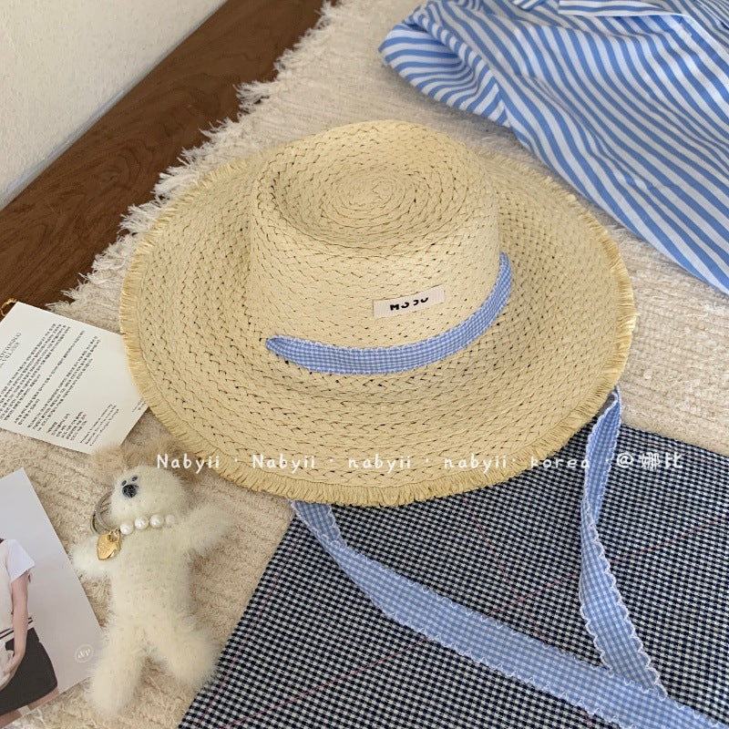Sombrero de playa tejido de paja de moda de verano para mujer