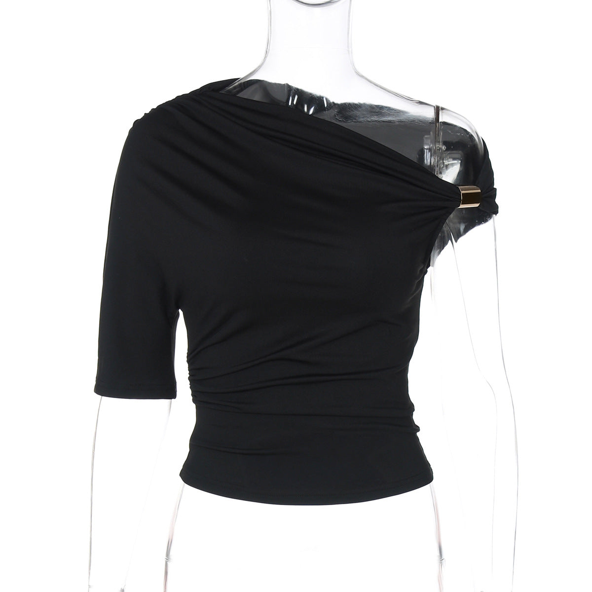 Women Fashion Sexy Solid Color Asymmetrical Crop Top