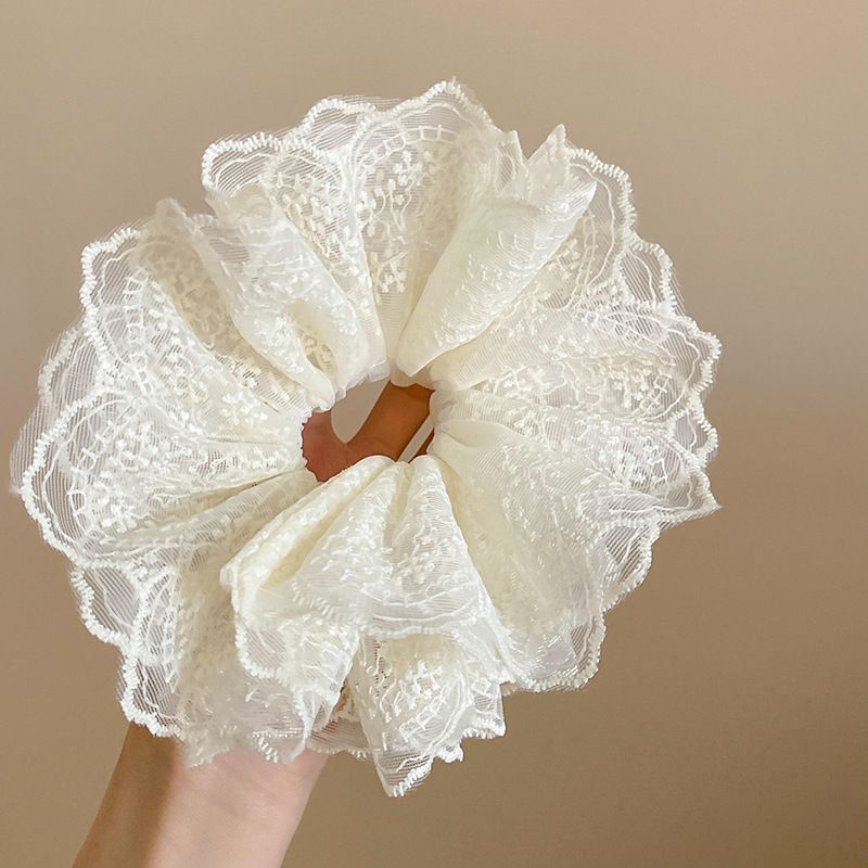Chouchou élégant en dentelle de couleur unie pour femme, grande taille