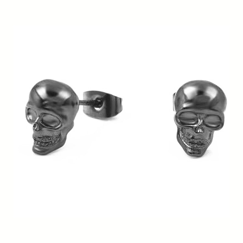 Pendientes de calavera de plata retro de moda para hombre y mujer