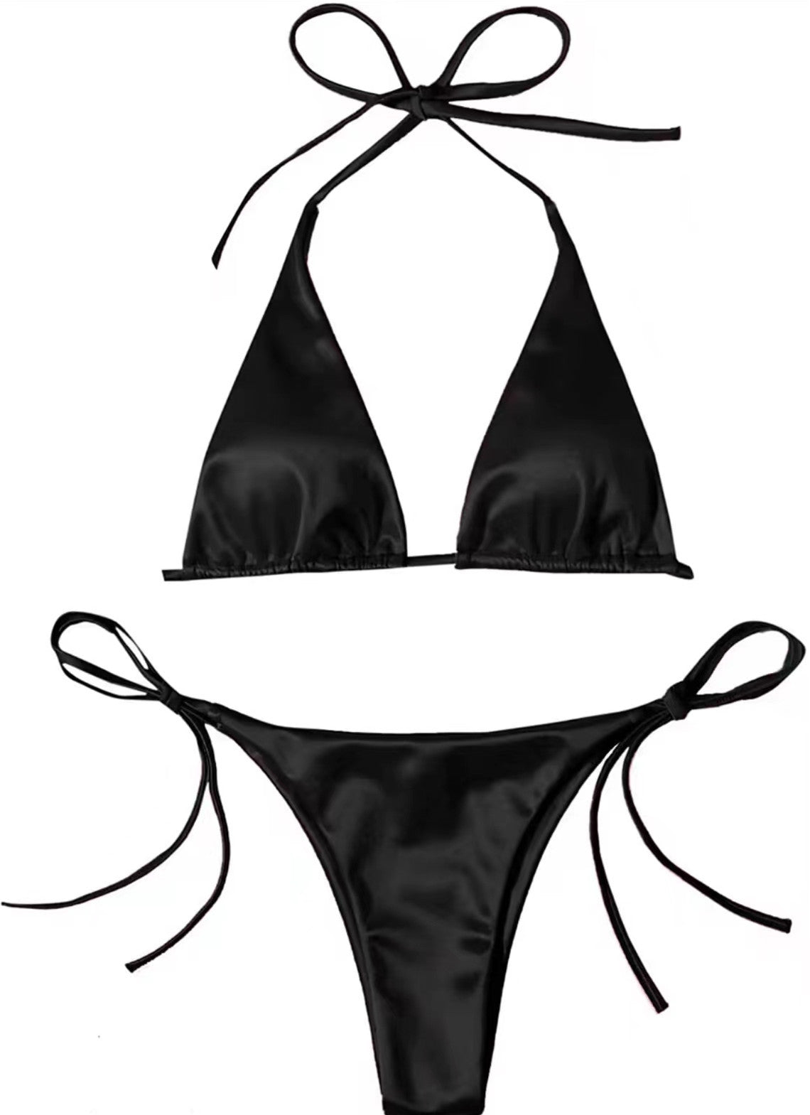 Summer Women Fashion Sexy Solid Color Satin Bikini