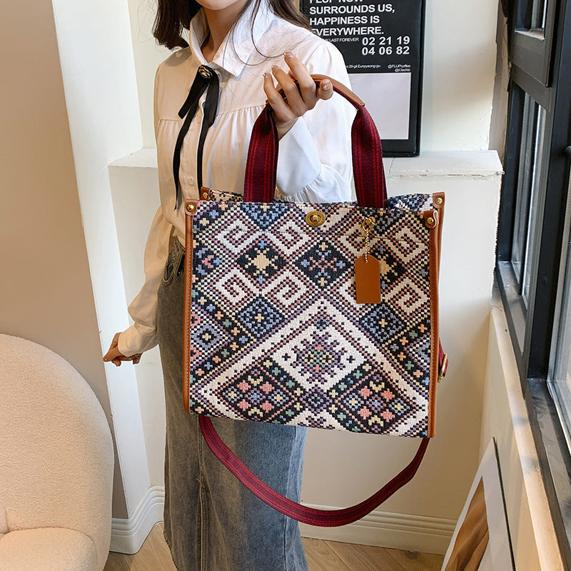 Bolso de mano de lona de gran capacidad a la moda para mujer