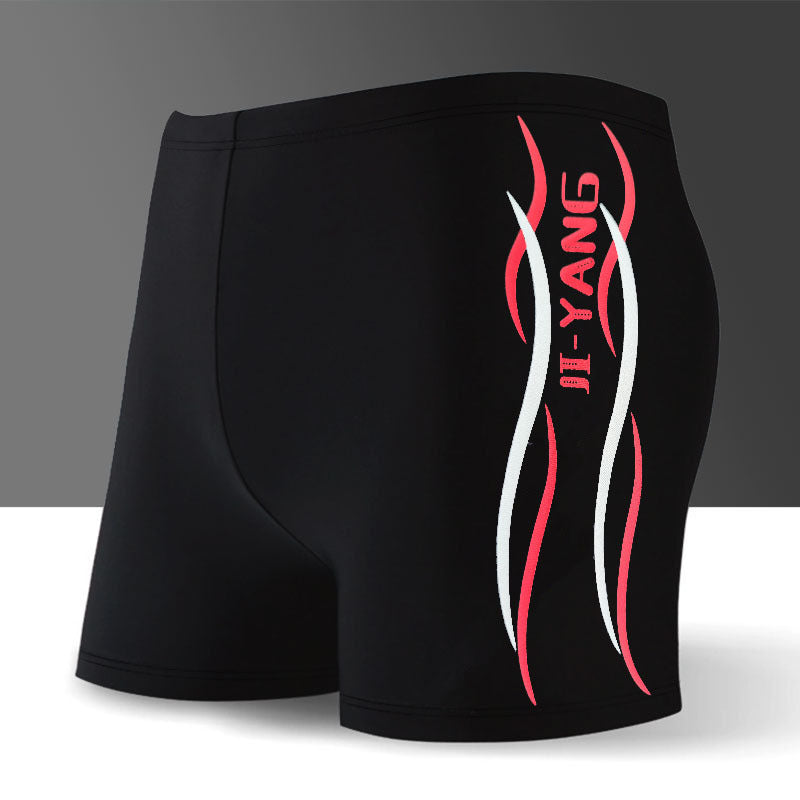 Traje de baño de ángulo plano con estampado de letras y colores a juego para hombre