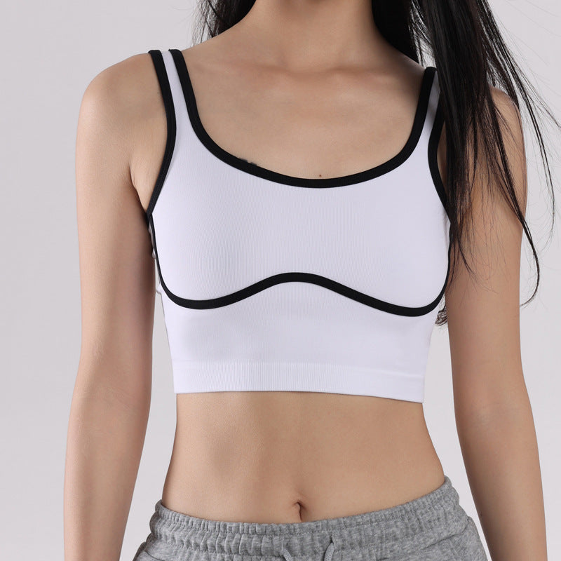 Women Fashion Sexy Contrast Color No Steel Ring Yoga Bra