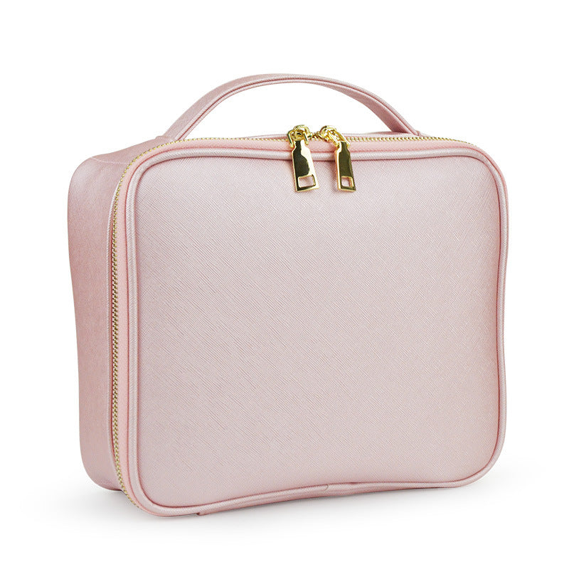 Bolsa de cosméticos de cuero sintético de moda - Portátil de gran capacidad