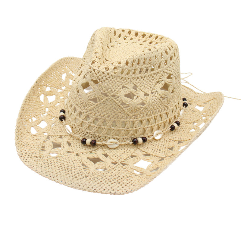 Sombrero de paja tejido con forma de campana para primavera y verano, moderno protector facial