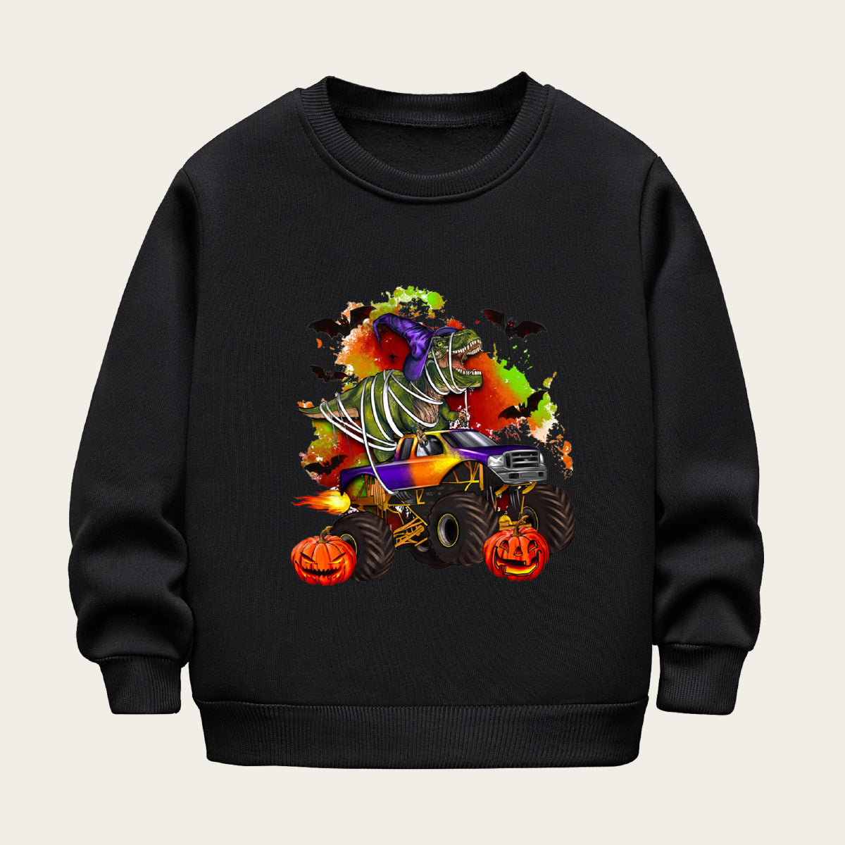 Kids Toddler Boys Girls Casual Halloween Print Fleece Sweatshirt