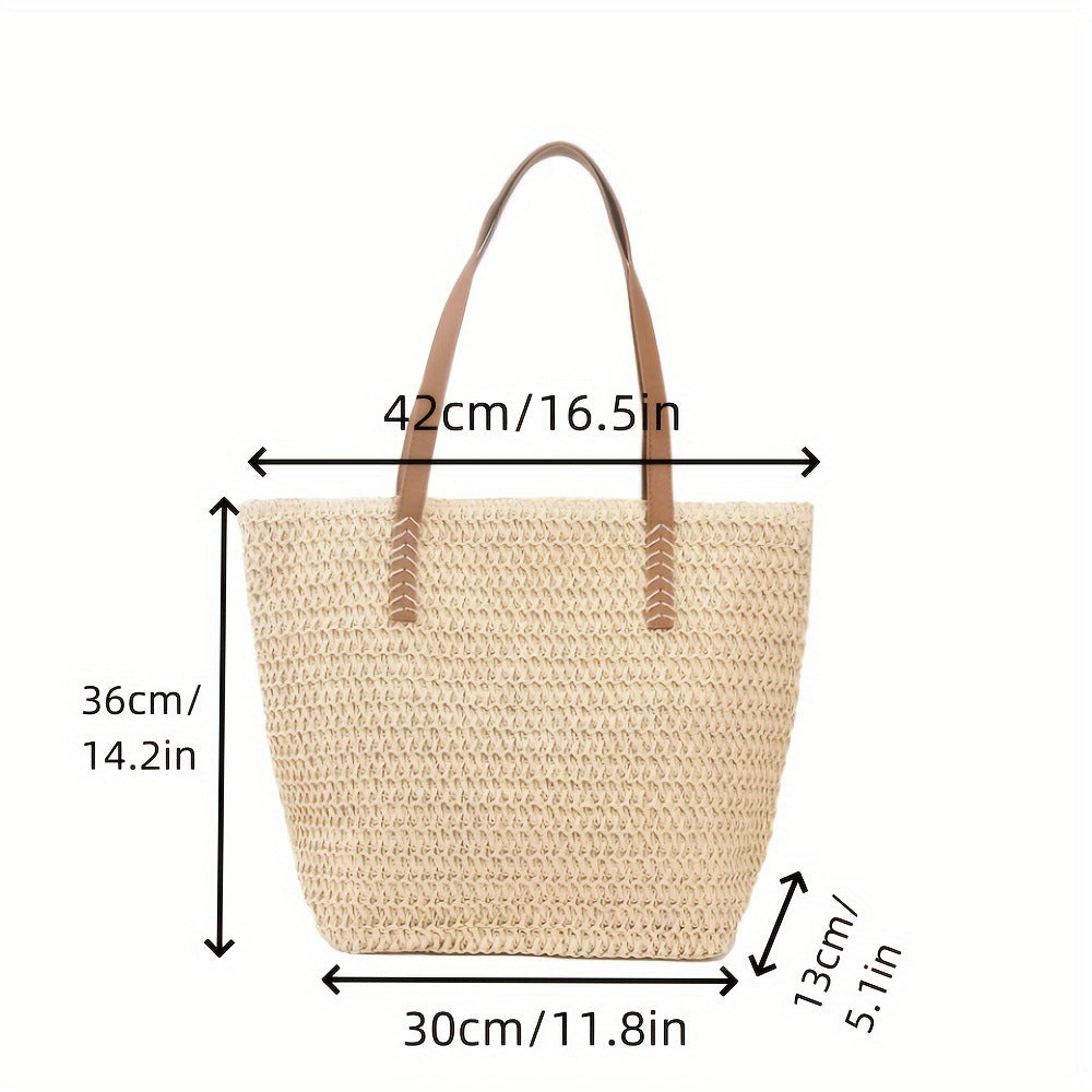 Women Casual Large Capacity Straw Woven Tote Bag
