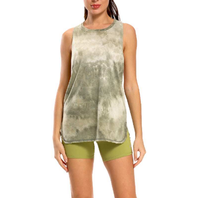 Women Fashion Loose Tie-Dye Printed Yoga Vest Top
