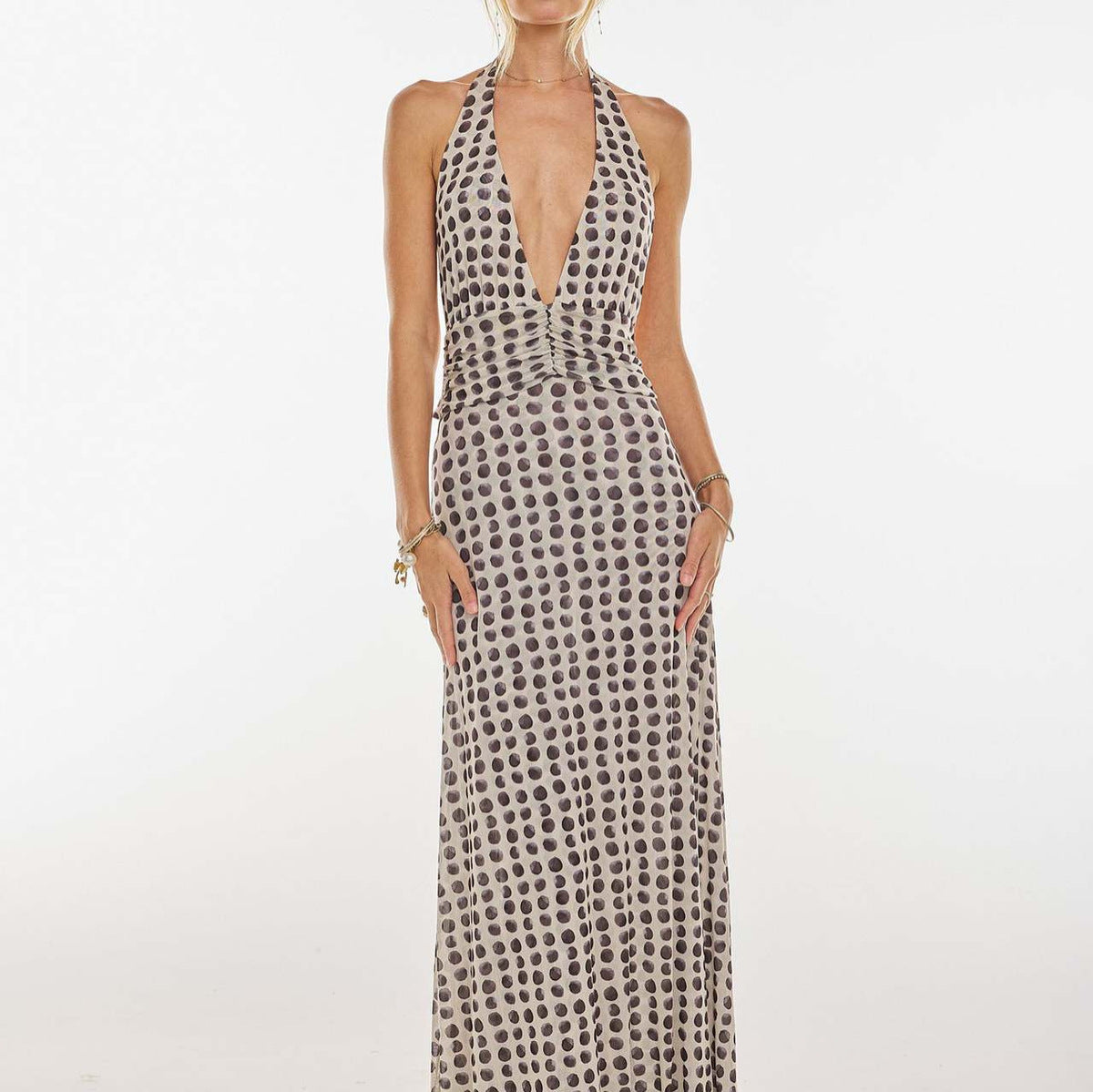 Women Fashion Sexy Printed Halter-Neck Backless Dress