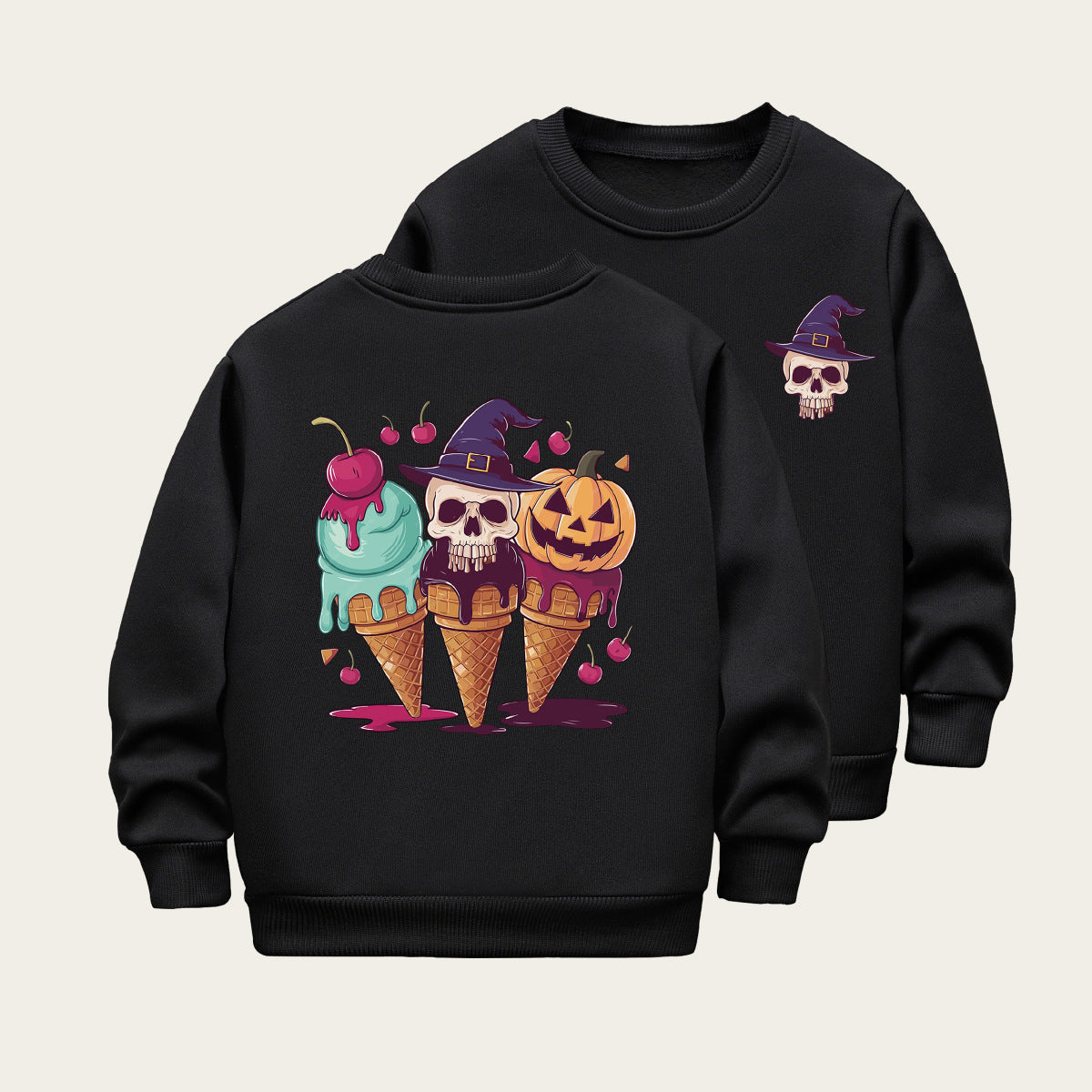 Kids Toddler Boys Girls Casual Halloween Cartoon Fleece Sweatshirt