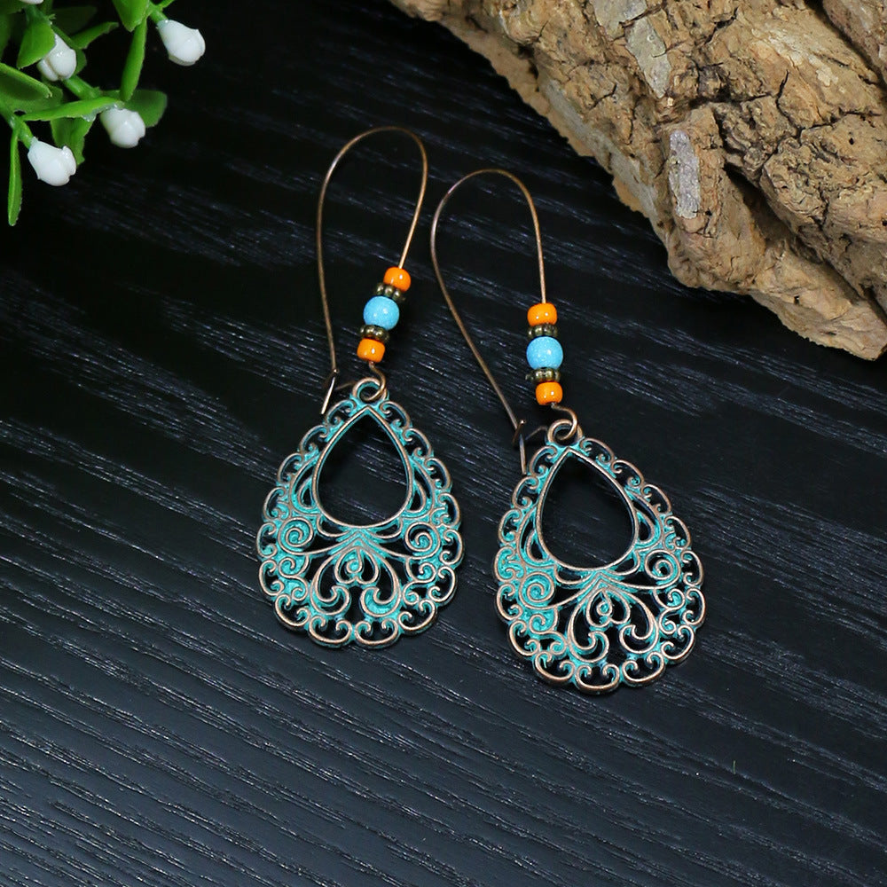Boucles d'oreilles à pampilles turquoise de style ethnique bohème