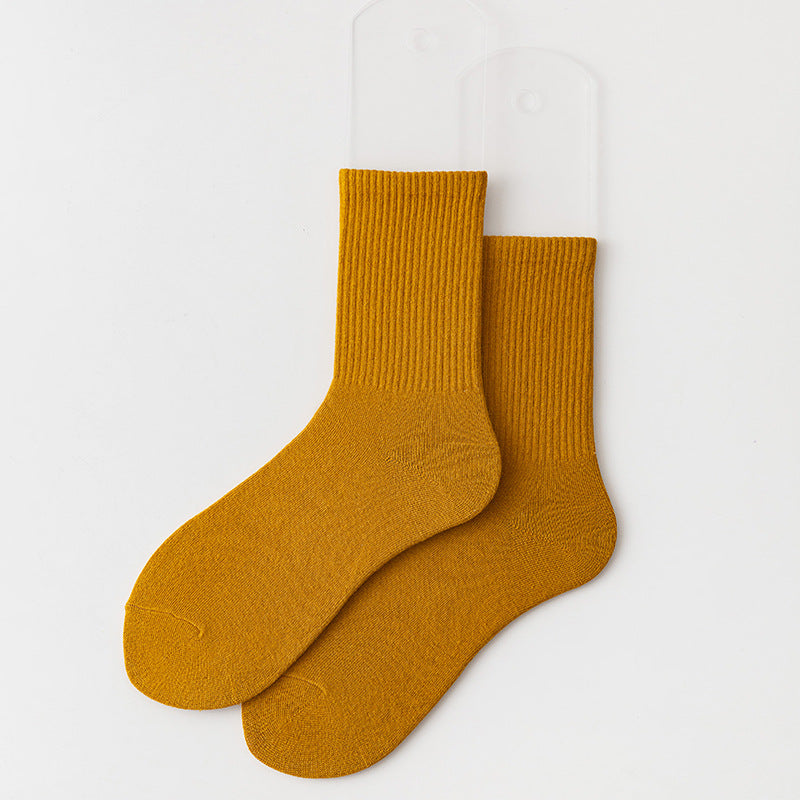 Calcetines casuales de algodón de color sólido para mujer