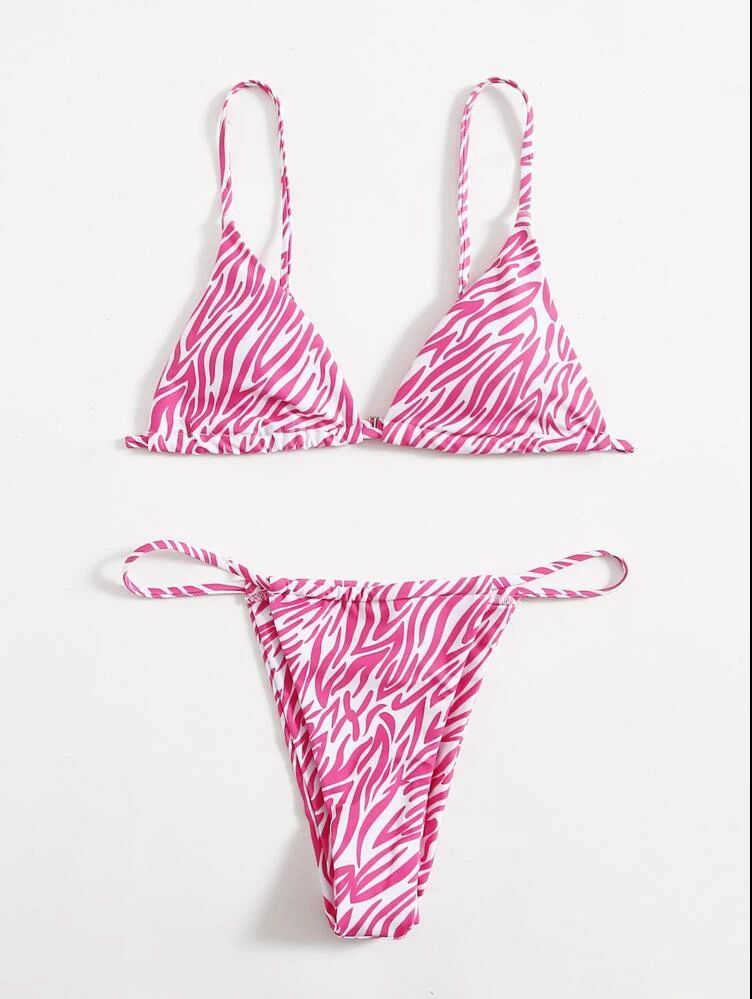 Ensemble de maillot de bain bikini sexy à rayures pour femme, mode été