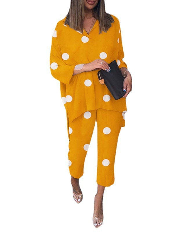 Plus Size Women Cotton Linen Print Two Pieces Set