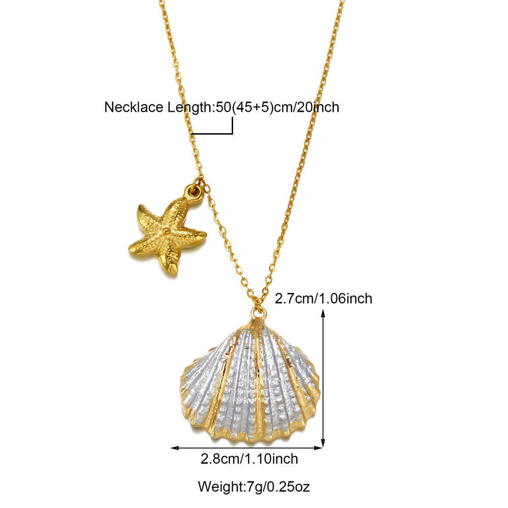 Summer Beach Vacation Shell Pendant Sea Necklace