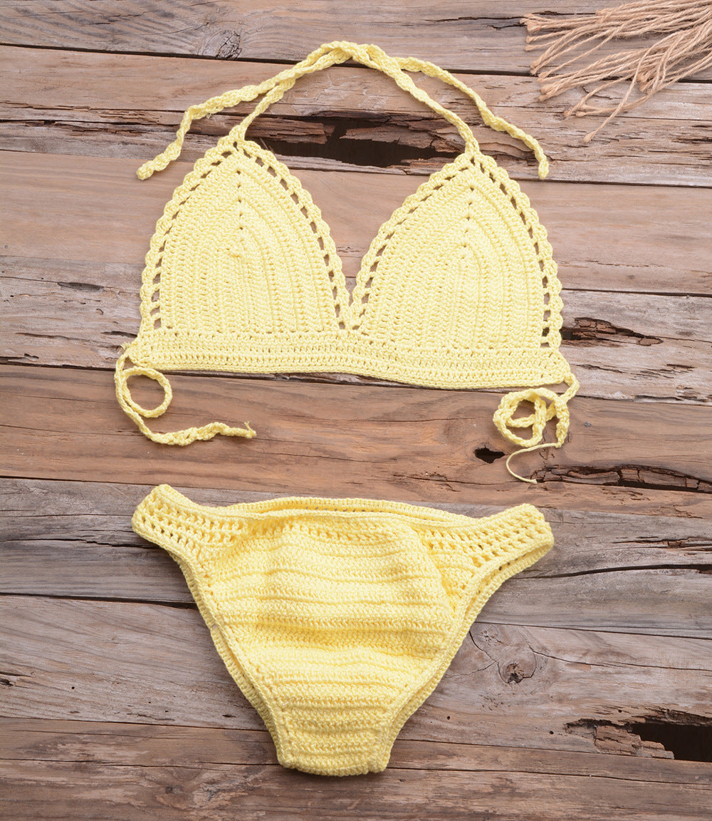 Conjunto de bikini de punto sexy para mujer para vacaciones de verano en la playa