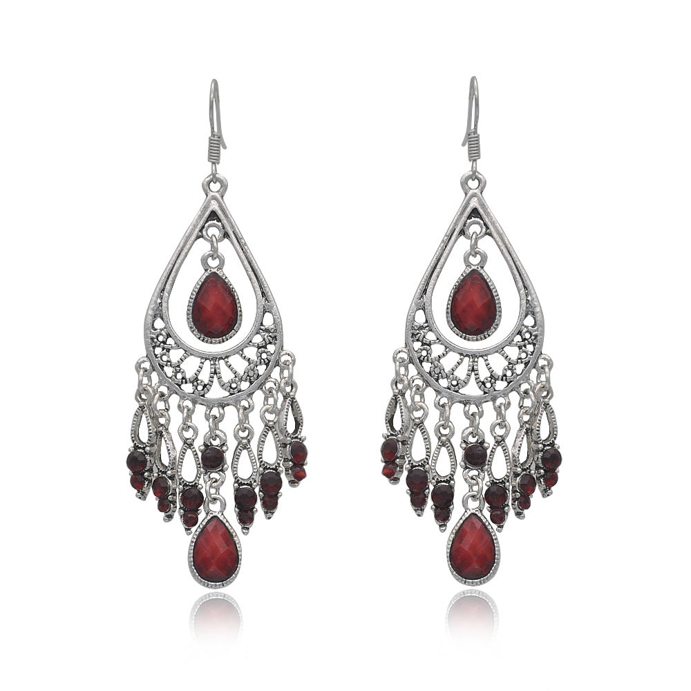 Boucles d'oreilles pendantes multicolores style bohème rétro pour femme