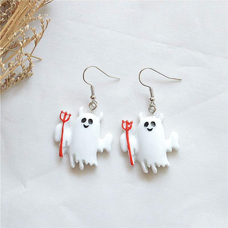 Pendientes de calavera de demonio y zombi para mujer, de Halloween