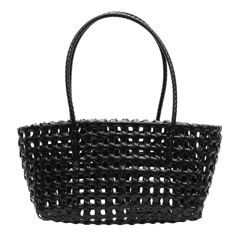 Handmade Woven Fabric Beach Tote with Vegetable Basket Style