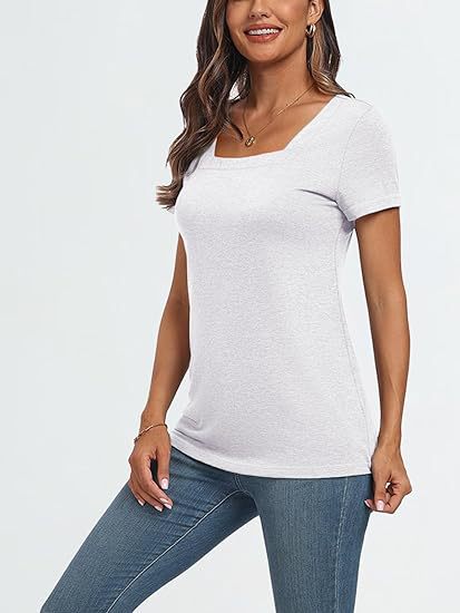 Camiseta informal de verano para mujer, con cuello cuadrado, color liso y sin mangas