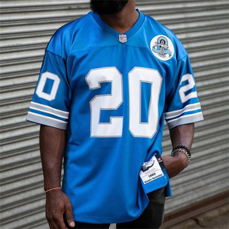 Camiseta deportiva informal de malla con estampado del alfabeto para hombre