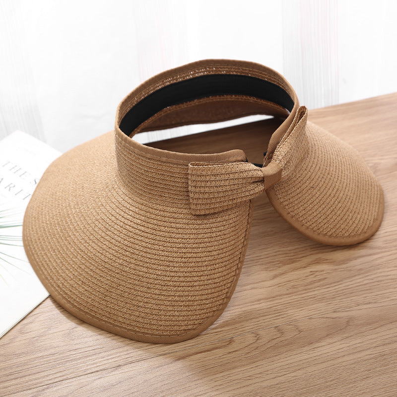 Women Fashion Casual Solid Color Straw Hat for Sun Protection