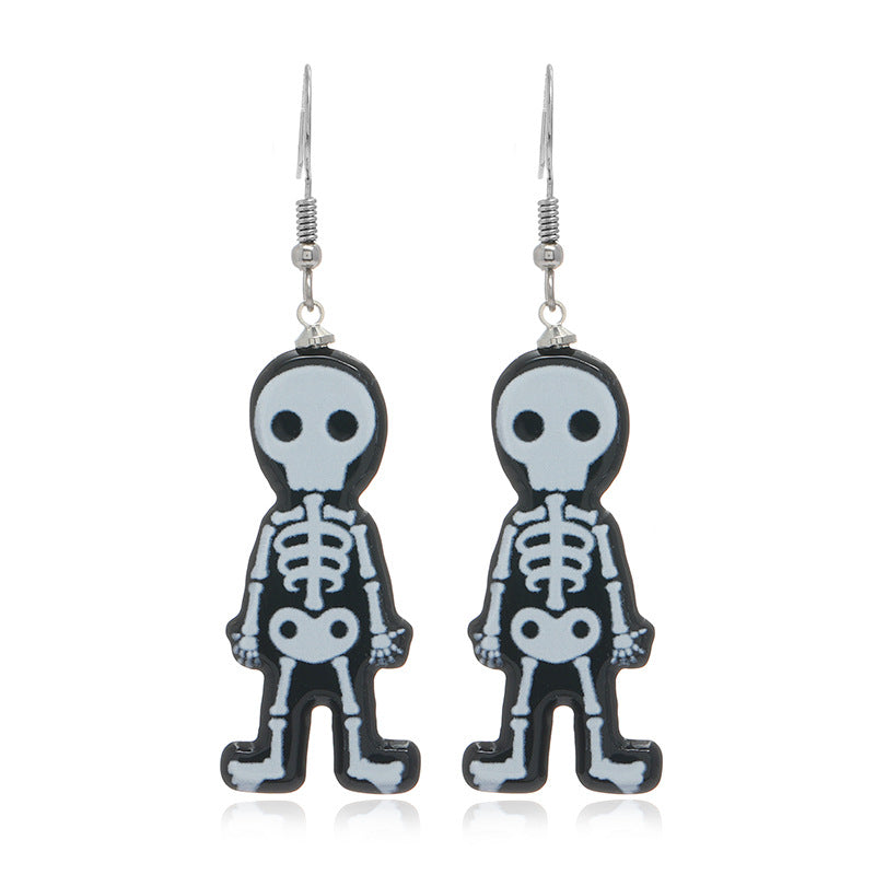 Pendientes de calavera de calabaza con diseño de Halloween para mujer