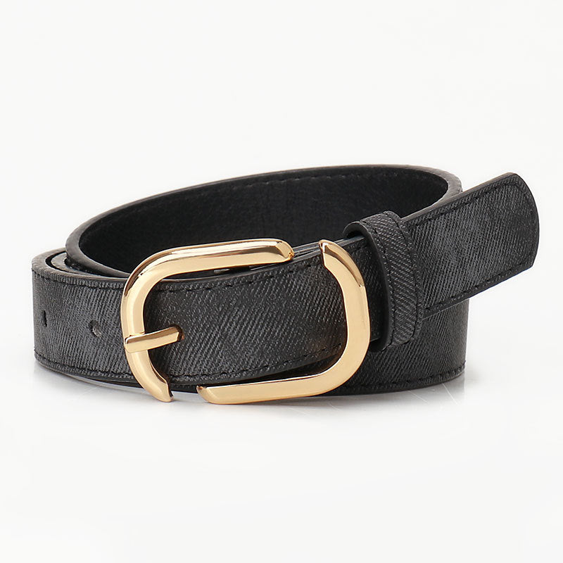 Women Fashion Solid Color Imitation Leather Belt with Alloy Buckle