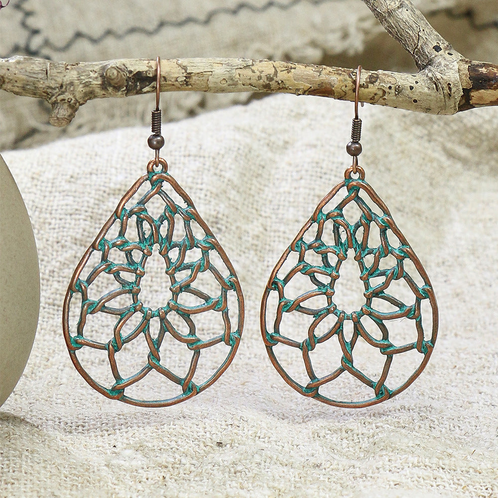Boucles d'oreilles rétro turquoise de style ethnique bohème