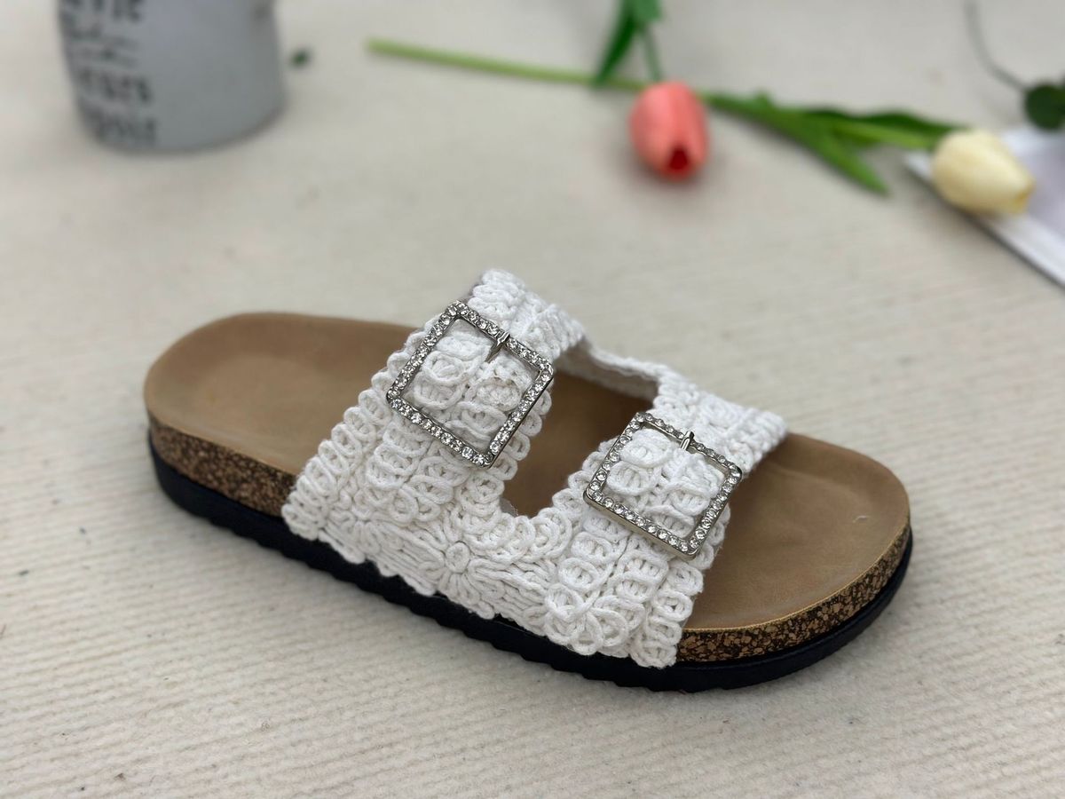 Women's Casual Vacation Woven Double Buckle Slippers